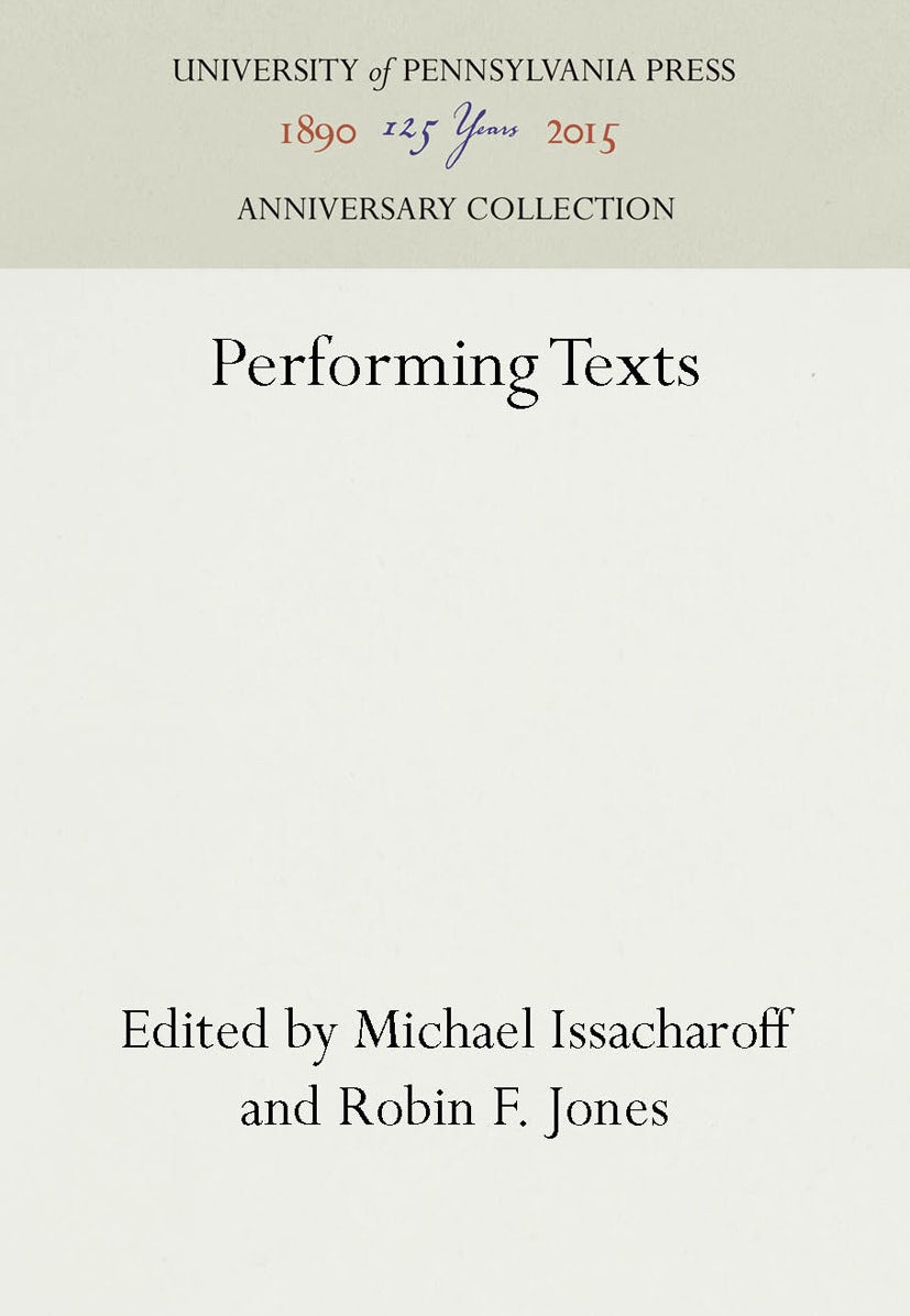 Book cover image for Performing Texts ISBN: 9781512802870